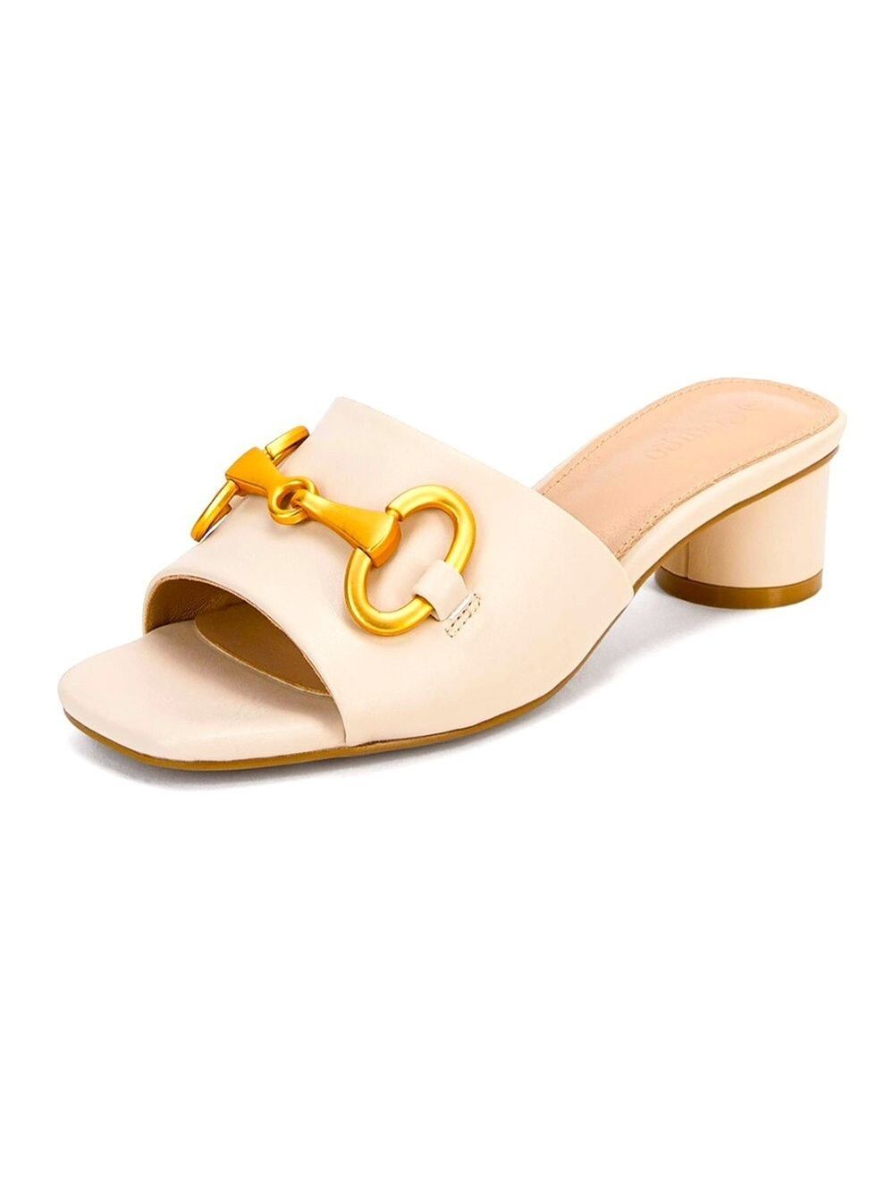 Elegant Cream Mules with Gold Accent
